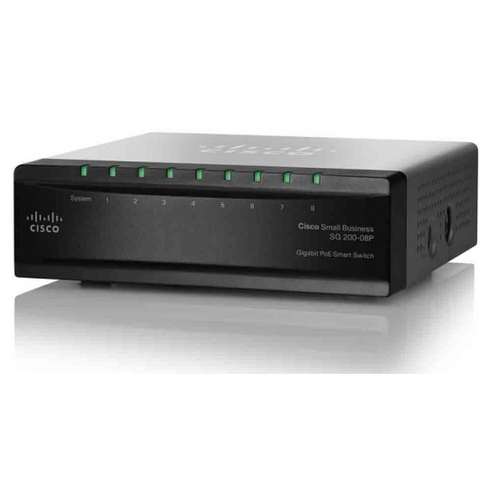  Switch Cisco SG200-08P 8-Port 10/100/1000Mbps Gigabit PoE Smart