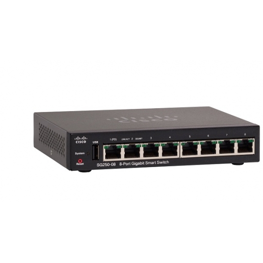  Switch CISCO SG250-08-K9-EU 8-Port Gigabit Smart
