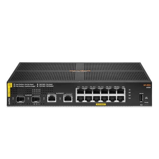 HP Aruba 6100 12G Class4 PoE 2G/2SFP+ 139W Switch JL679A